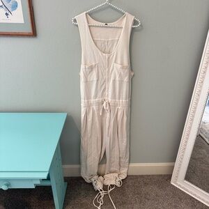 Free People Ivory Sleeveless Jumpsuit